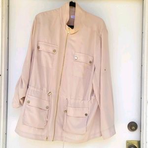 Long sleeve tan top with  gold zipper